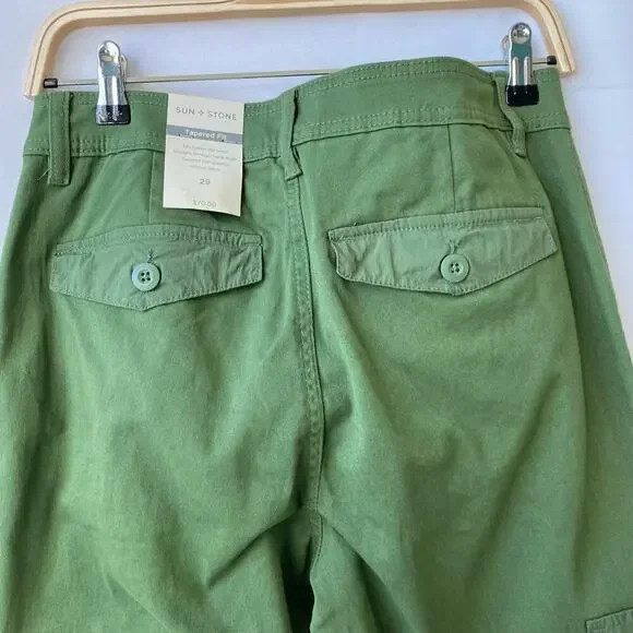 Sun & Stone Hybrid Cargo Pants Men Size 29 Forest Green Tapered Fit Stretch NEW - Picture 4 of 8